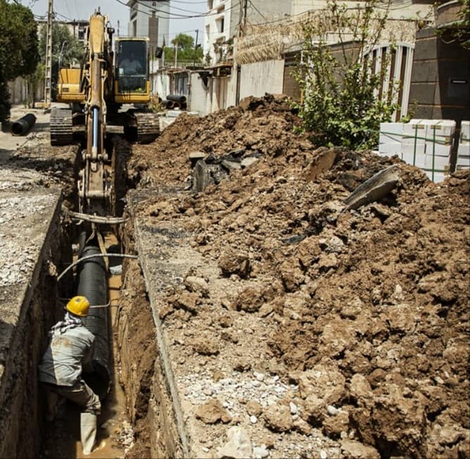 عملیات اصلاح خط فاضلاب خیابان شهید طهماسبی زیتون‌ کارمندی