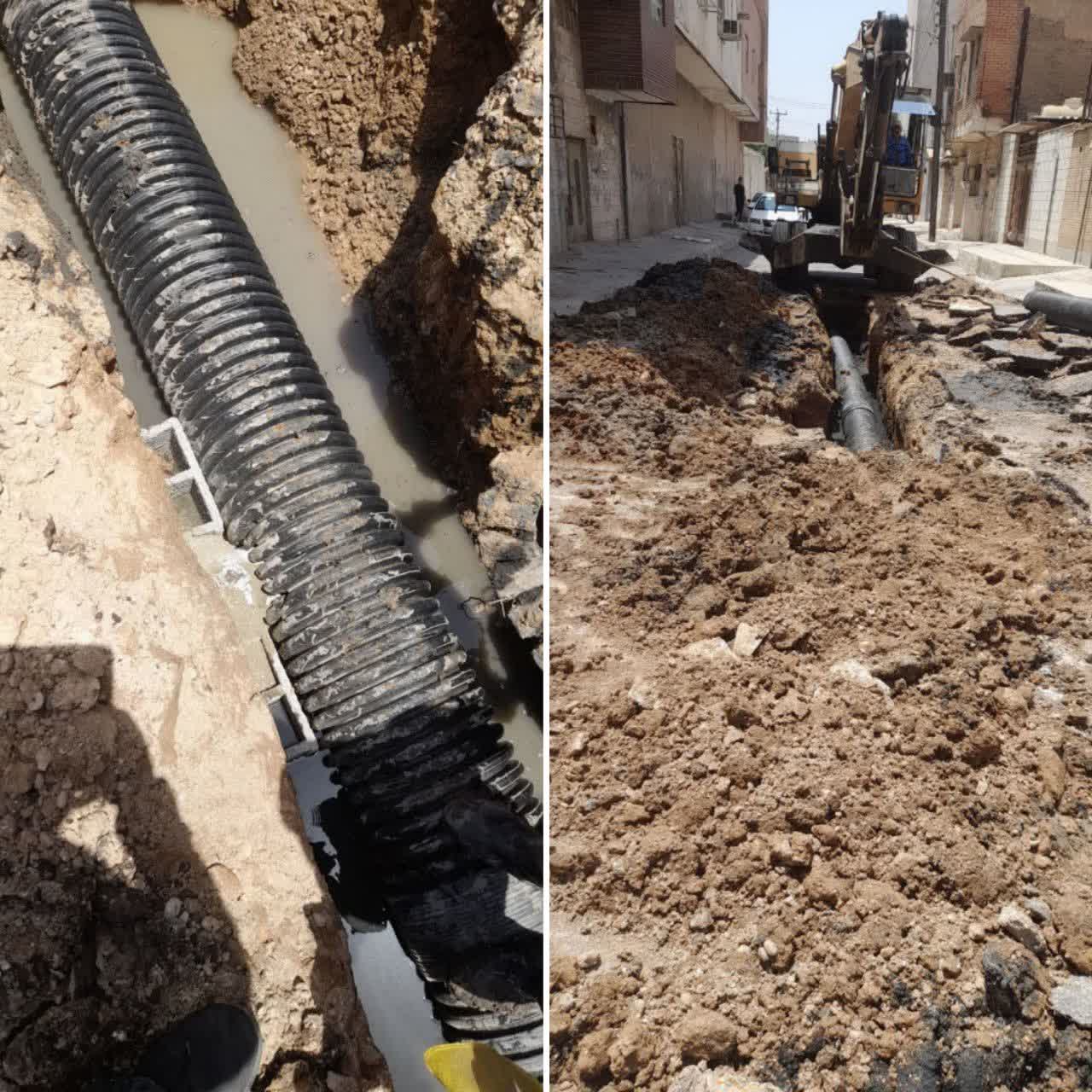 خط فاضلاب خیابان شهید مسلم چهارراه زند اصلاح شد