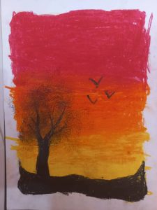 هنر نقاشی کودکانه هنرستان سما مجموعه ماه و ماهی