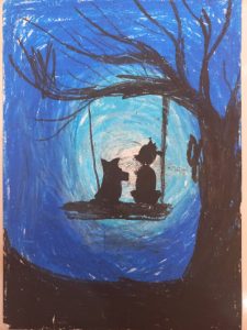 هنر نقاشی کودکانه هنرستان سما مجموعه ماه و ماهی